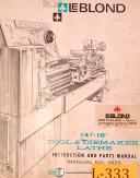 Leblond-LeBlond 14\" & 16\", Tool Diemaker, 3925, lathe instructions & Parts Manual 1966-14\"-16\"-01